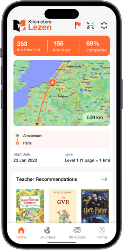 http://Kilometers%20Lezen%20App%20home%20interface%20van%20een%20leerling.