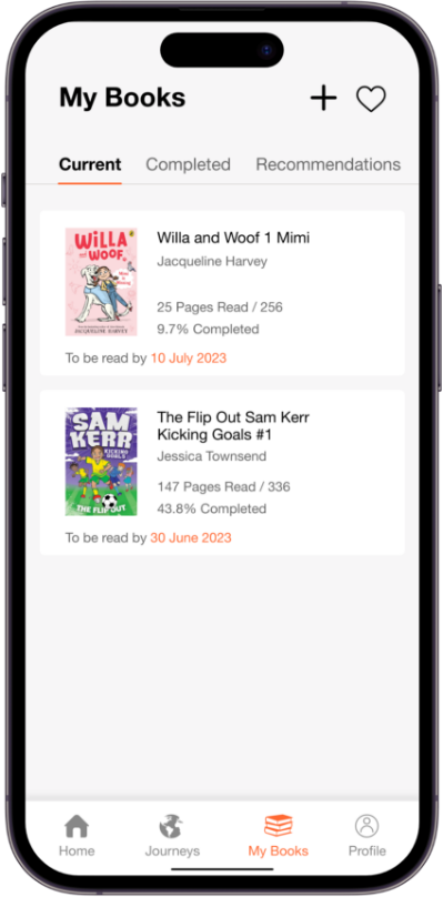 http://Reading%20Kilometres%20app%20showing%20My%20Books%20interface.