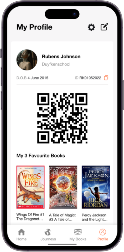http://Reading%20Kilometres%20app%20showing%20profile%20interface.